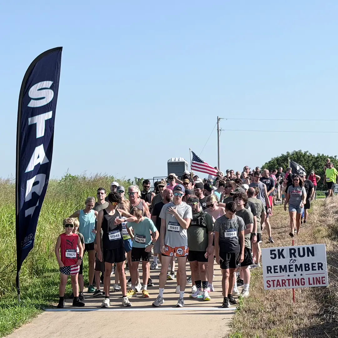5K Starting Line 1080 Participants gather at the starting line of the inaugural Run to Remember 5K & Walk of Remembrance at Missouri's National Veterans Memorial on July 18, 2026.